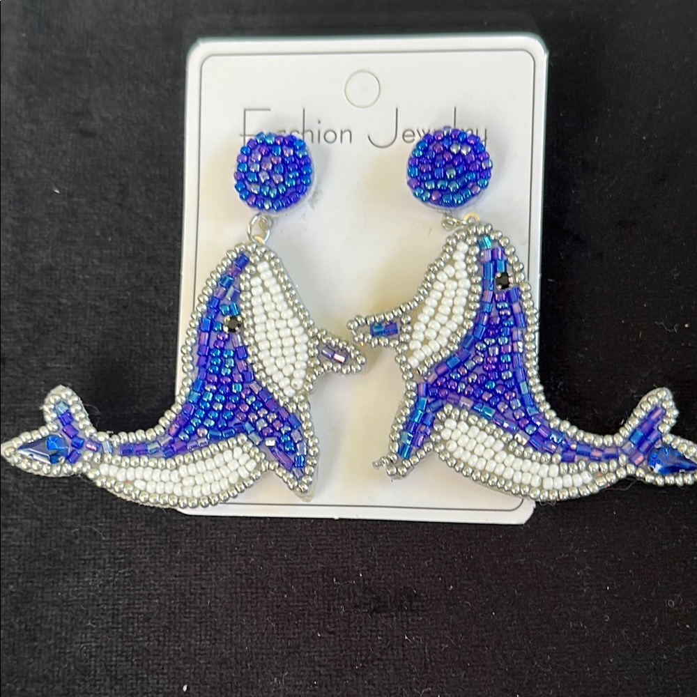Beaded Dolphin Earrings